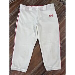Under Armour UA Utility Pro Piped Boy's Knicker Baseball Pants White Red YL